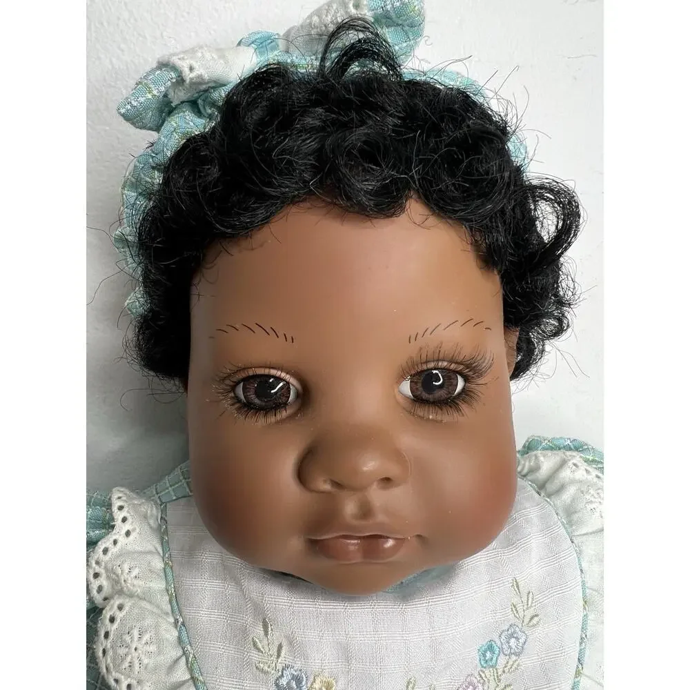 ADORA Name Your Own Baby Doll Dark Hair Brown Eyes Blue Dress KRV-047